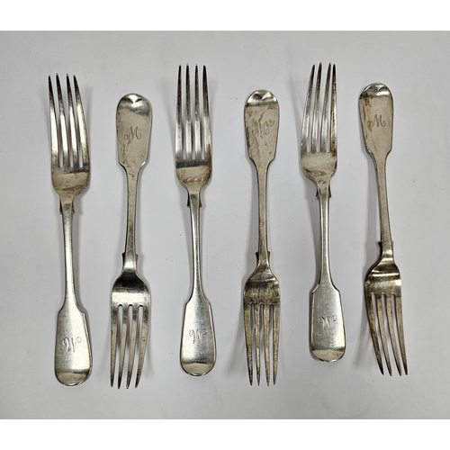 285a - Set of six Victorian silver table forks, London 1887, John Aldwinckle & Thomas Slater, fiddle patter... 