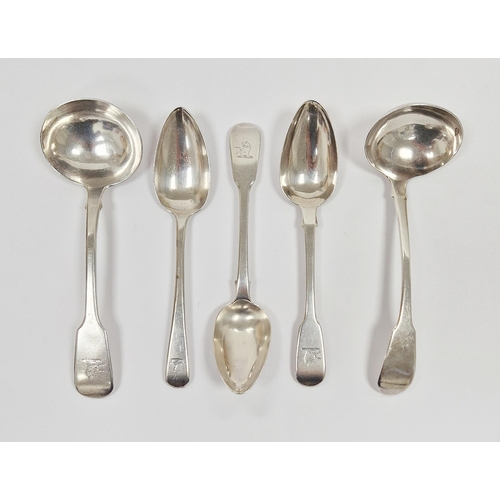 297 - Collection of George III to William IV silver flatware including silver sauce ladle, Edinburgh 1825,... 