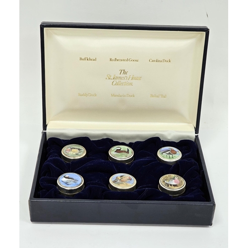 299a - Set of six silver and enamel ' The St. James 's House Collection ' pill boxes commemorating Peter Sc... 