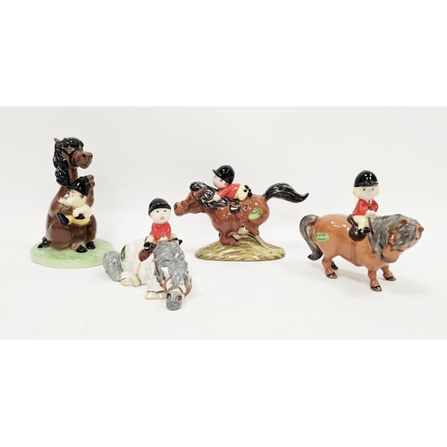 3 - Three Beswick Norman Thelwell pottery pony and rider groups and a Royal Doulton the Ideal Pony for a... 