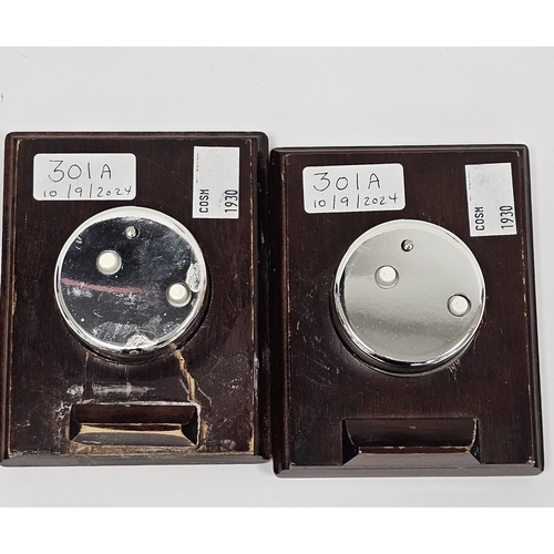 301A - Two Harrods of London silver and mahogany desk clocks, one Sheffield 1996, Carr's of Sheffield Ltd, ... 