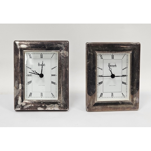 301A - Two Harrods of London silver and mahogany desk clocks, one Sheffield 1996, Carr's of Sheffield Ltd, ... 