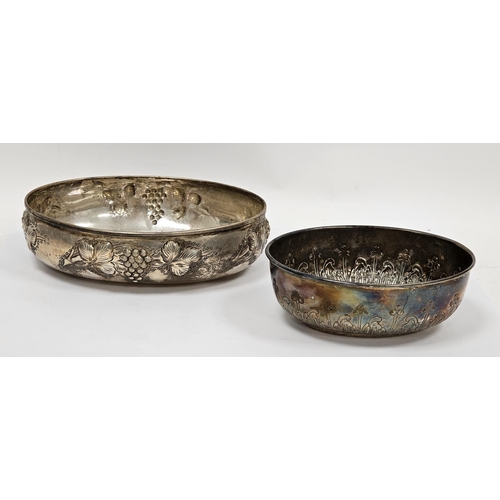 314 - Two Italian white metal bowls, both with labels to underside for Boggiali of Milan and a further lab... 