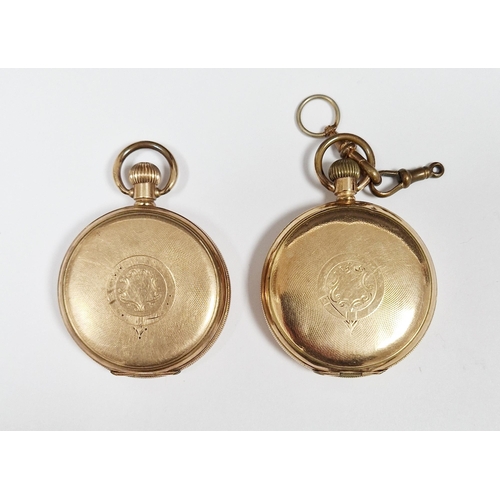 342 - Late 19th/early 20th century Waltham full hunter pocket watch, in a gold plated case, the enamel dia... 