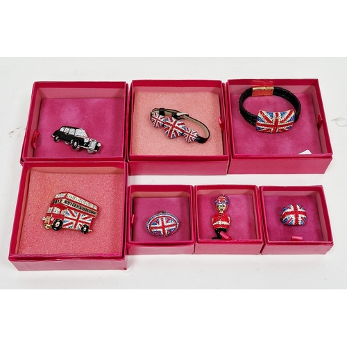 359 - Collection of six items of Butler & Wilson Union Jack costume jewellery including two bracelets, two... 