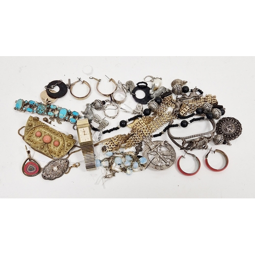 360 - Mixed lot of costume jewellery including white metal and turquoise bracelet stamped 84, marcasite br... 