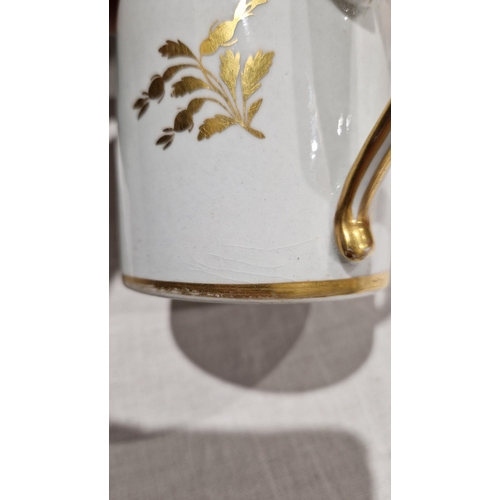 47 - Late 18th/early 19th century porcelain mug decorated with a sepia monochrome scene of Worcester, riv... 