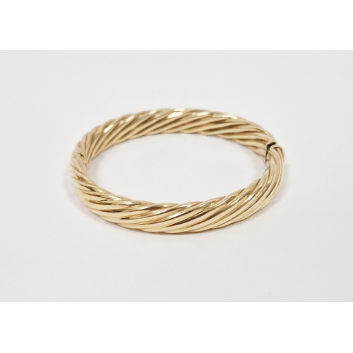 533 - 9K gold flattened twisted bangle, 24.1g