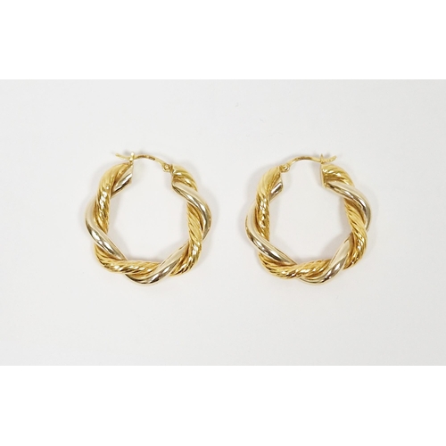 535 - Pair 18ct gold large double twist hoop earrings, 10.3g