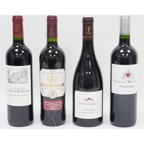 587 - Four bottles of red wine including Chateau Moulinet Pomerol 2008, Les 3 Cedres Edmond de Rothschild ... 