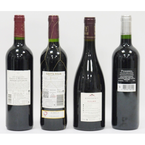 587 - Four bottles of red wine including Chateau Moulinet Pomerol 2008, Les 3 Cedres Edmond de Rothschild ... 