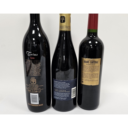 594 - Two bottles of Canadian red wine viz:- Truis Red VQA Niagara Peninsula 2007 and Henry Pelham family ... 