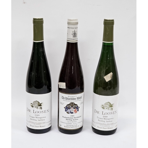 601 - Two bottles of Dr Loosen Riesling spatlese, 1988 and 1989 and a bottle of Weingut Dr Burklin-Wolf Wa... 