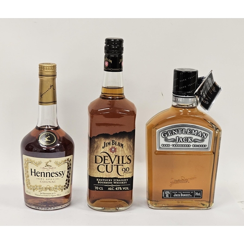 609 - Jim Beam Devil's Cut 90 proof Kentucky Straight Bourbon Whiskey 70cl 45% vol, together with a bottle... 