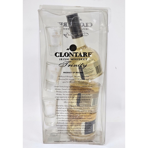 612 - The Clontarf Trinity Irish Whiskey set containing three stackable 20cl bottles, comprising classic b... 