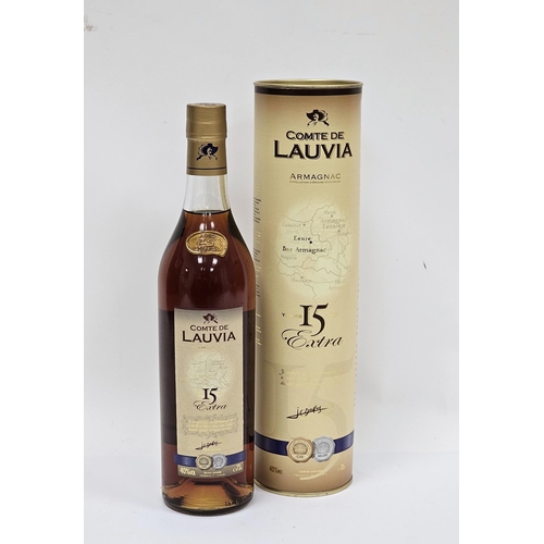 636 - Comte de Lauvia Armagnac 15 year old Extra, 70cl, 40% vol, in original tube