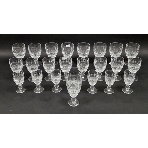 68 - Waterford cut-glass part table service, etched marks, including: wine and sherry glasses in sizes