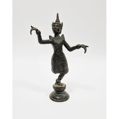 88 - Small cast bronze figure of a dancing deity, possibly Hindu, approximately 14cm high