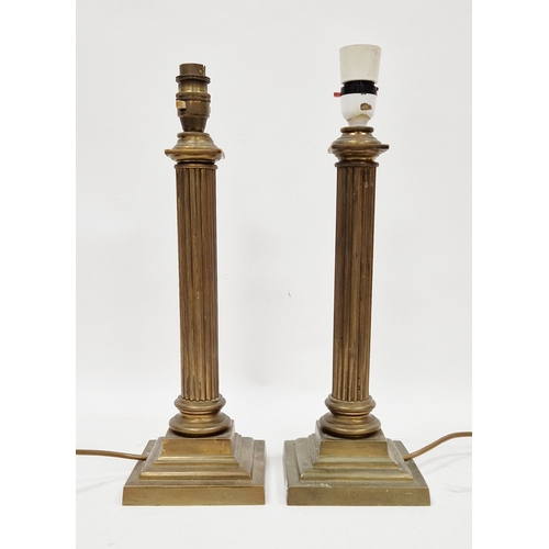 90 - Pair of brass table lamps in the form of fluted doric columns, 40cm high (2)