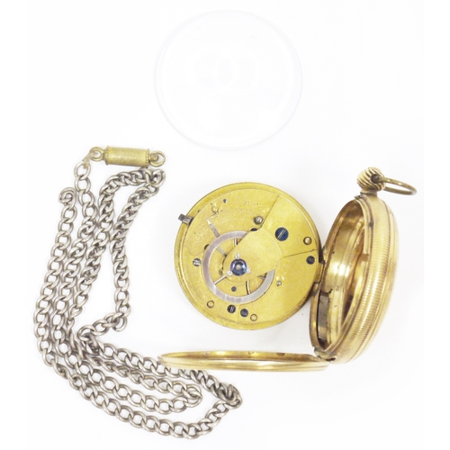 344A - George III 18ct gold cased open face pocket watch, the gilt dial with raised Arabic hour markers, si... 