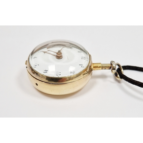 349 - George III silver gilt pair-cased watch by James Tregent of London, with white enamel dial, London 1... 