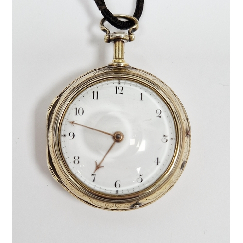 349 - George III silver gilt pair-cased watch by James Tregent of London, with white enamel dial, London 1... 