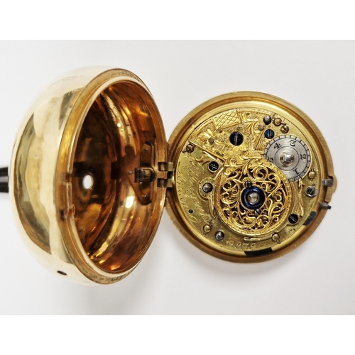 349 - George III silver gilt pair-cased watch by James Tregent of London, with white enamel dial, London 1... 