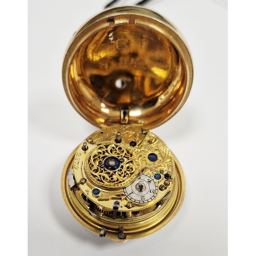 349 - George III silver gilt pair-cased watch by James Tregent of London, with white enamel dial, London 1... 