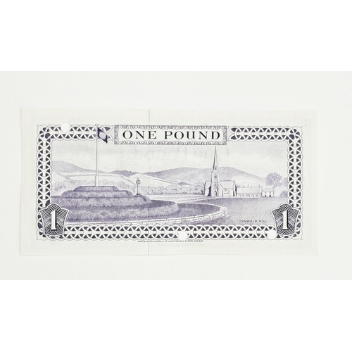 122 - Isle of Man government One Pound (pick 29ds) Queen Elizabeth II specimen, serial number G869854, two... 