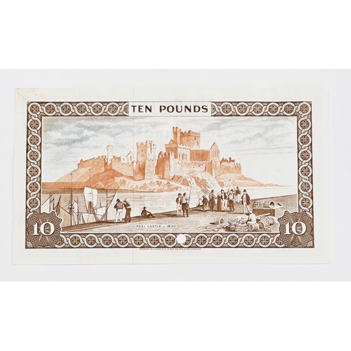 124 - Isle of Man Government Ten Pounds (pick 31bs) Queen Elizabeth II specimen, serial number 000000, hol... 