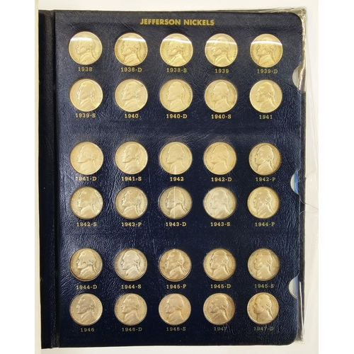 139 - Whitman Folder of complete set of Jefferson Nickels from 1938 to 1983, various grades