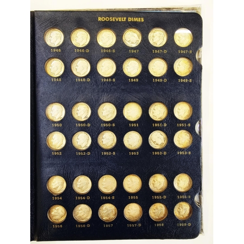 140 - Whitman Folder of complete set of Roosevelt Dimes from 1946 to 1980, various grades