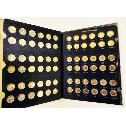 140 - Whitman Folder of complete set of Roosevelt Dimes from 1946 to 1980, various grades