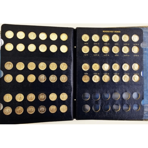 140 - Whitman Folder of complete set of Roosevelt Dimes from 1946 to 1980, various grades