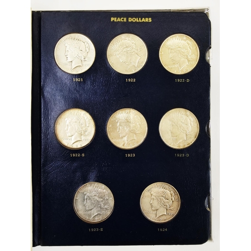 141 - Whitman Folder of complete set of Peace Dollars from 1921 to 1935, various grades