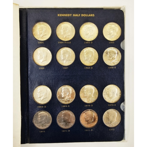 142 - Whitman Folder of complete set of Kennedy Half Dollars, 1964 to 1982, some silver some nickels, vari... 