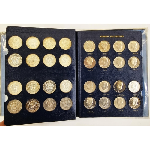 142 - Whitman Folder of complete set of Kennedy Half Dollars, 1964 to 1982, some silver some nickels, vari... 