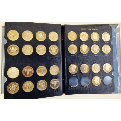 142 - Whitman Folder of complete set of Kennedy Half Dollars, 1964 to 1982, some silver some nickels, vari... 