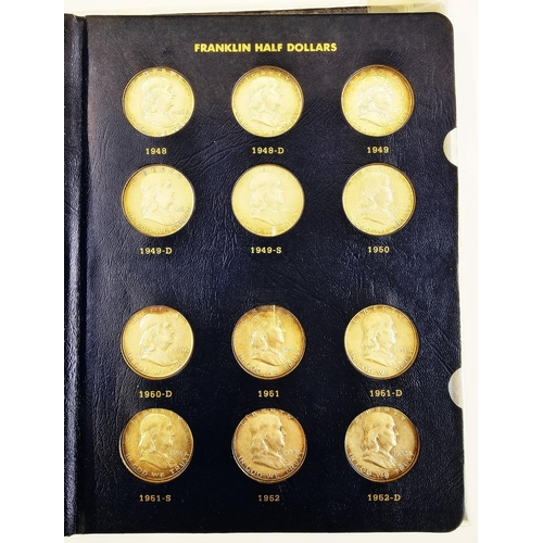 145 - Whitman Folder of complete set of Franklin Half Dollars from 1948 to 1963, various grades