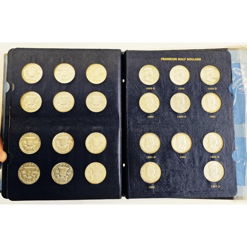 145 - Whitman Folder of complete set of Franklin Half Dollars from 1948 to 1963, various grades