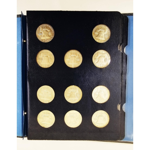 145 - Whitman Folder of complete set of Franklin Half Dollars from 1948 to 1963, various grades