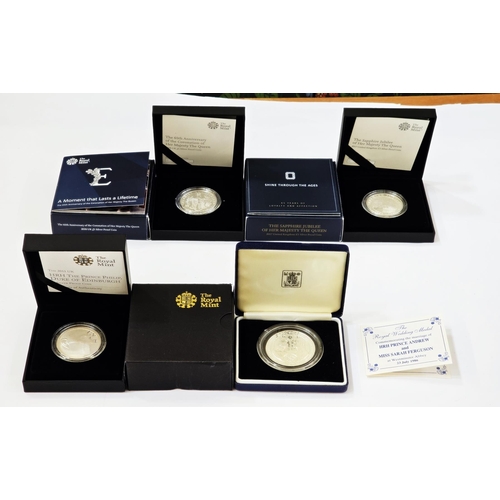 150 - Royal Mint Silver Proof Coins (4), 2011 Prince Philip £5, 2017 The Sapphire Jubilee £5, 2018 65th An... 