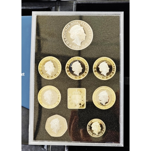 159 - Royal Mint Proof Set, 2016 The Commemorative Edition, consisting of 8 coins, £5 coin of Queen Elizab... 