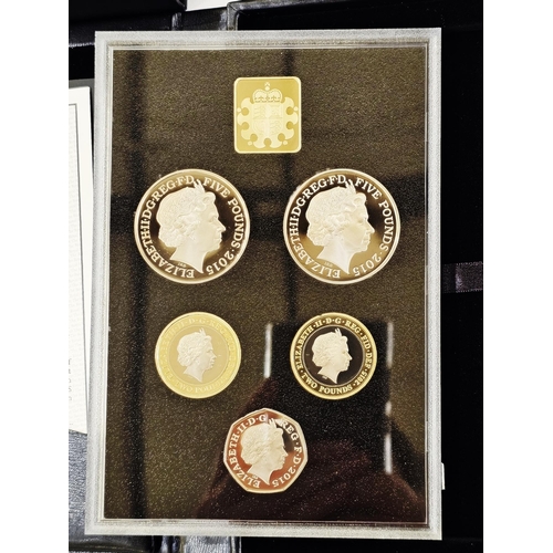 160 - Royal Mint Proof Set, 2015 The Commemorative Edition, consisting of 5 coins, £5 coins of Churchill &... 