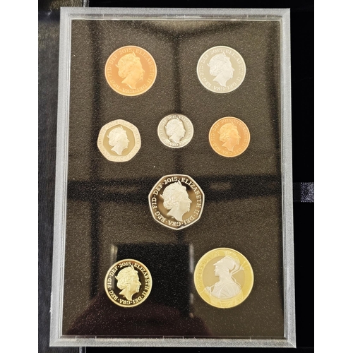 162 - Royal Mint Proof Set, 2015 The Definitive Collection, consisting of 8 coins, two pounds (Britannia) ... 