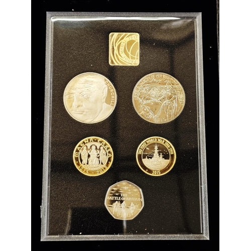 163 - Royal Mint Proof Set, 2015 The Commemorative Edition, consisting of 5 coins, £5 coins of Churchill &... 