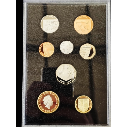 166 - Royal Mint Proof Set, 2015 The Definitive Collection, consisting of 8 coins, two pounds (Britannia) ... 