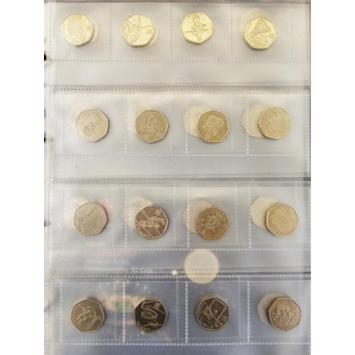 170 - Coin album consisting of 29, 2012 Olympic 50p's with 4 x £5 coins and Handover to Rio £2