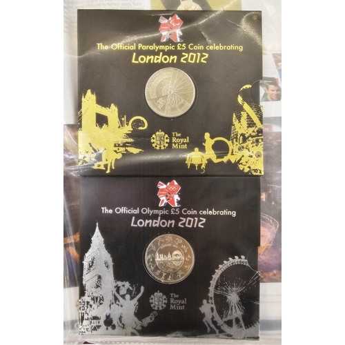 171 - Coin album consisting of 63, 2012 Olympic 50p's with 4 x £5 coins