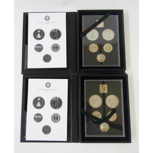 242 - Five 2017 United Kingdom Proof Coin Set, consisting of 5 coins and Royal Mint Medal, 2 x £5, 2 x £2 ... 